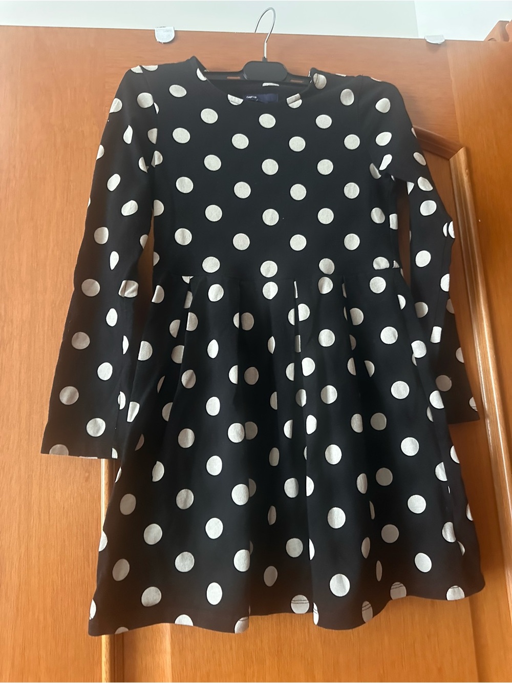 GapKids Girls Black Polka Dot Long Sleeve Fit-and-Flare Dress size M(8)